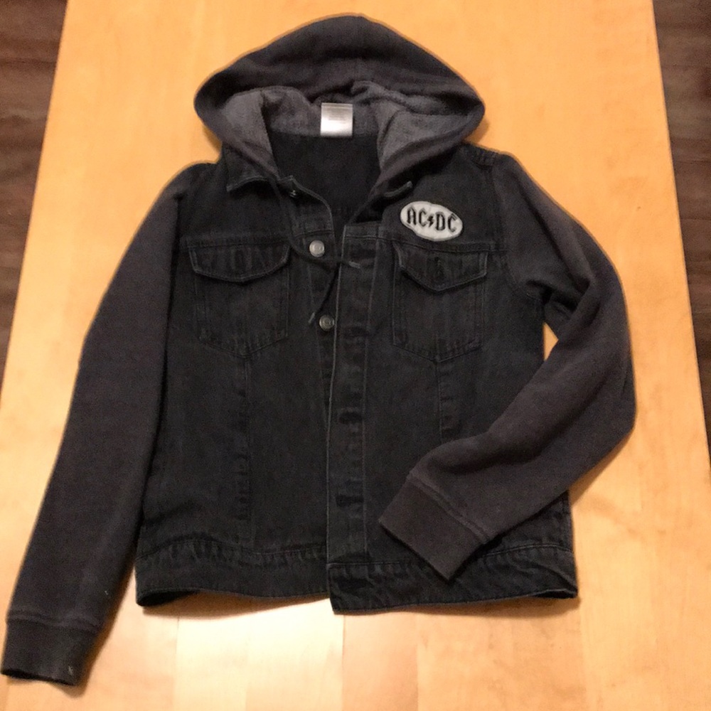 AC DC Black Jean Jacket w/Hood